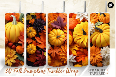 3d Fall Pumpkins Tumbler Wrap Collection, 3D Autumn Tumbler
