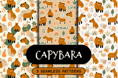 Capybara Seamless Patterns and Digital Papers JPG EPS