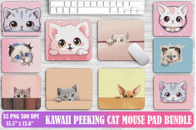 Kawaii Peeking Cat Mouse Pad Design