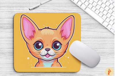 Kawaii Peeking Abyssinian Cat Mouse Pad