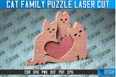 Family Puzzle Laser Cut SVG | Baby Animals Puzzle SVG | CNC Files