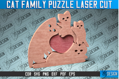 Family Puzzle Laser Cut SVG | Baby Animals Puzzle SVG | CNC Files