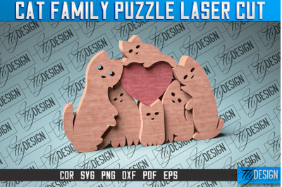 Family Puzzle Laser Cut SVG | Baby Animals Puzzle SVG | CNC Files