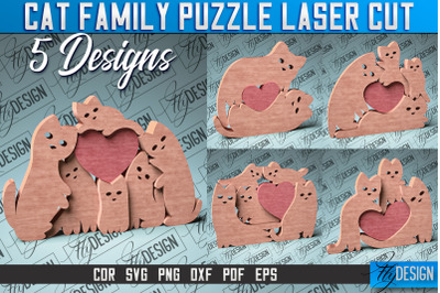 Family Puzzle Laser Cut SVG | Baby Animals Puzzle SVG | CNC Files