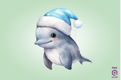 Christmas Bottlenose Dolphin Clipart