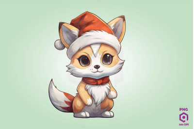 Christmas Gray Fox Clipart