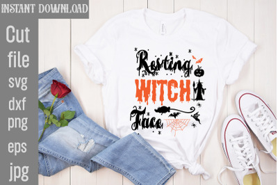 Resting Witch Face SVG cut file,Halloween svg Png Bundle, Retro Hallow