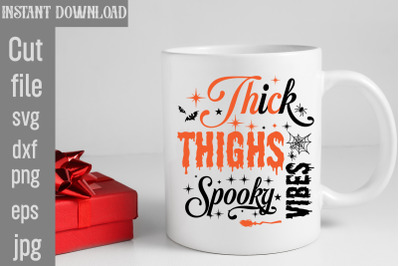 Thick Thighs Spooky Vibes SVG cut file,Halloween svg Png Bundle, Retro