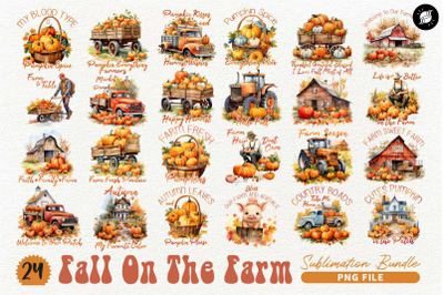 Fall on the Farm Sublimation Designs PNG Bundle