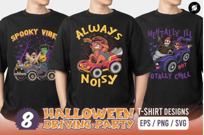 Halloween Driving Party, Horror Vector T-shirt Designs