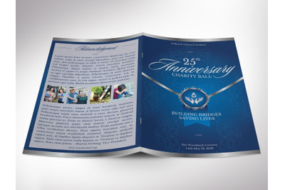 Blue Silver Anniversary Gala Program Template for Canva | 8 Pages