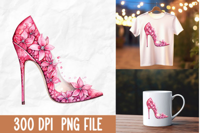 Breast Cancer Pink Glitter Heel Flower