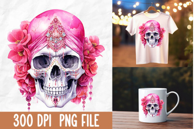 Breast Cancer Pink Skull Warrior Flower