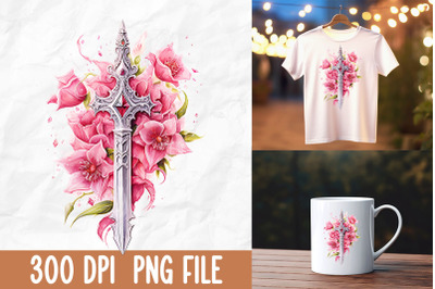 Breast Cancer Pink Sword Warrior Flower