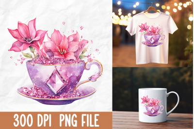 Breast Cancer Pink Cup Of Tea Flower