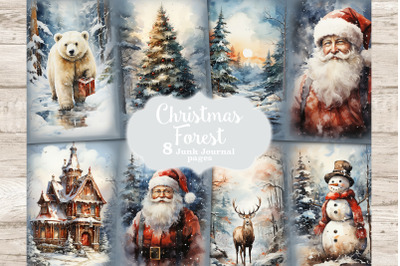 Christmas Forest Junk Journal Pages | Xmas Scrapbook