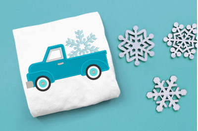 Winter Snowflake Vintage Truck | Applique Embroidery