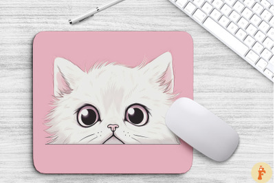 Kawaii Peeking Manx Cat Mouse Pad