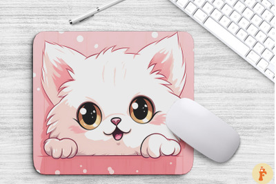 Kawaii Peeking Persian Cat Mouse Pad