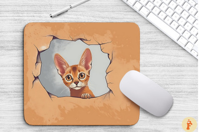 Kawaii Peeking Abyssinian Cat Mouse Pad