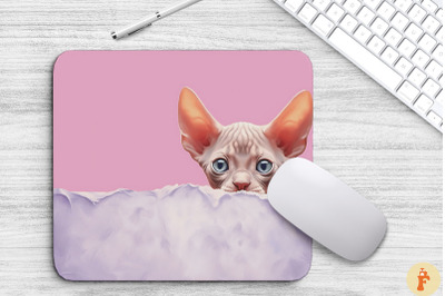 Kawaii Peeking Devon Rex Cat Mouse Pad