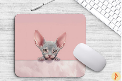 Kawaii Peeking Devon Rex Cat Mouse Pad