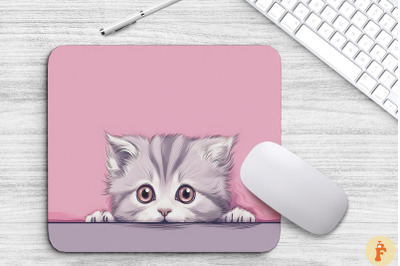 Cute Peeking Manx Cat Mouse Pad