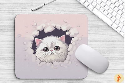 Cute Peeking Persian Cat Mouse Pad