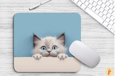 Cute Peeking Ragdoll Cat Mouse Pad