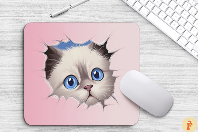 Cute Peeking Ragdoll Cat Mouse Pad