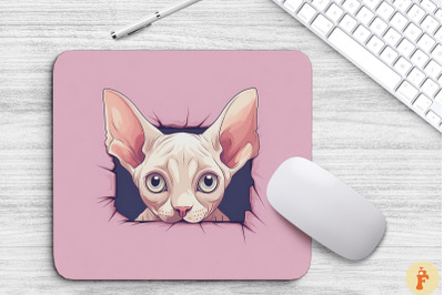 Kawaii Peeking Sphynx Cat Mouse Pad