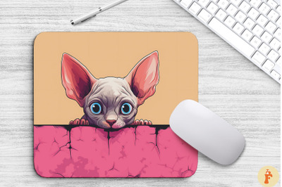 Kawaii Peeking Sphynx Cat Mouse Pad