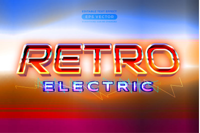 Retro electric editable text effect style with vibrant theme concept f