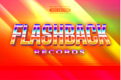 Flashback retro editable text effect style with vibrant theme concept