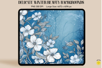 White Flowers On Winter Backgrounds