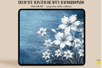 White Flowers On Winter Backgrounds