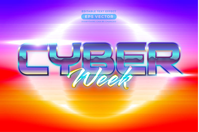 Cyber week editable text effect retro style with vibrant theme concept