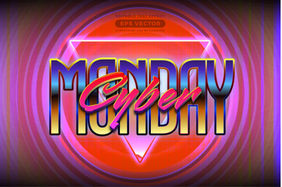 Cyber monday editable text effect retro style with vibrant theme
