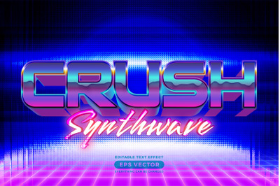 Crush synthwave editable text effect retro style with vibrant theme co