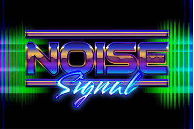 Noise signal editable text effect retro style with vibrant theme conce
