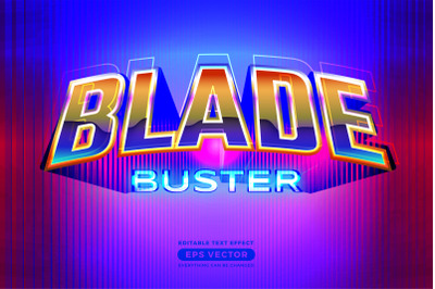 Blade buster editable text effect retro style with vibrant theme conce