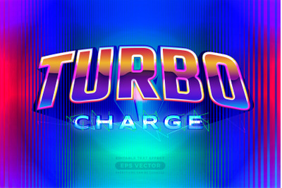 Turbo charge editable text effect retro style with vibrant theme conce