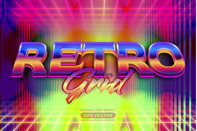 Retro grid editable text effect retro style with vibrant theme concept