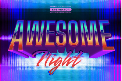 Awesome night editable text effect retro style with vibrant theme conc