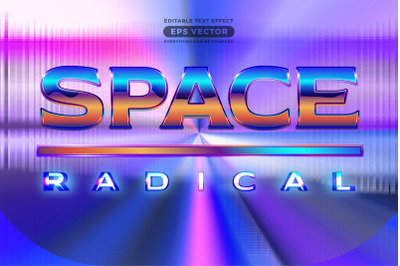 Space radical editable text effect retro style with vibrant theme conc