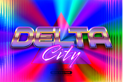 Delta city editable text effect retro style with vibrant theme concept
