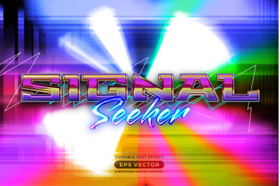 Signal seeker editable text effect retro style with vibrant theme conc