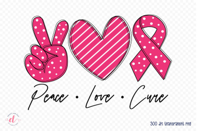 Peace Love Cure | Breast Cancer PNG