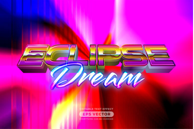 Eclipse dream editable text effect retro style with vibrant theme conc