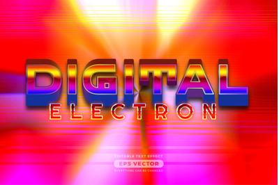 Digital electron editable text effect retro style with vibrant theme c